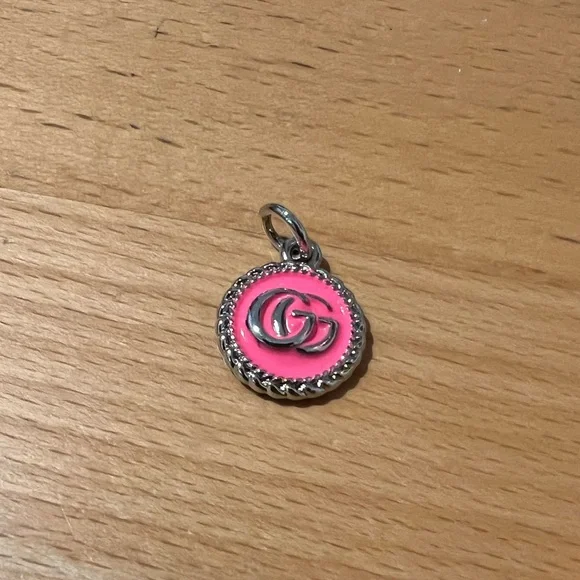 Gucci Pink Enamel and Silver Iconic GG Charm - Picture 2 of 5